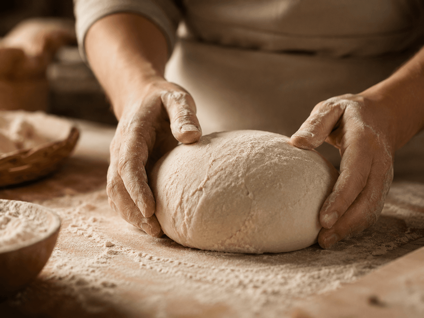 A technique video still from the Bakers Club library showing dough being shaped