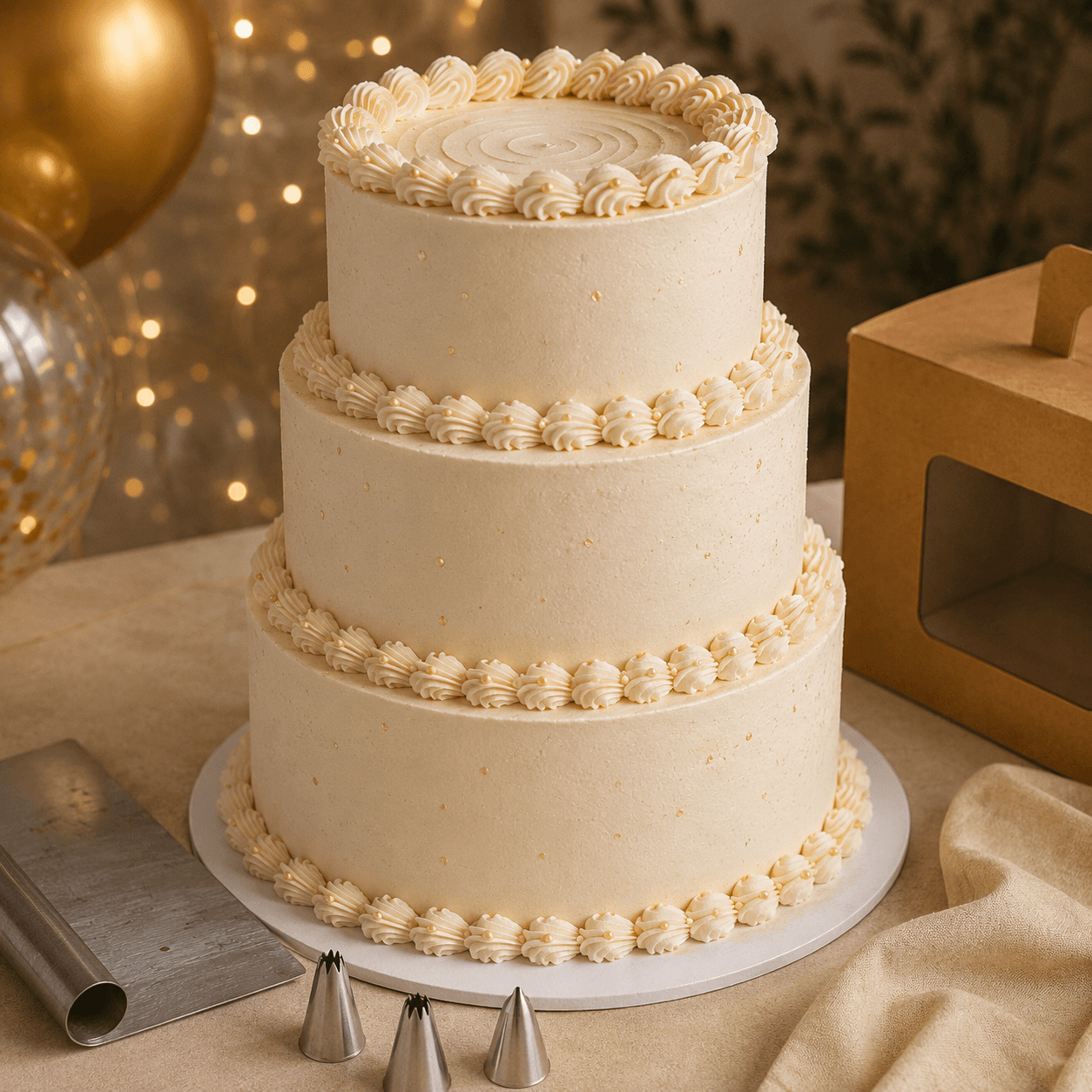 Celebration Layer Cake Kit — A three-layer showpiece with the tools to finish it cleanly.